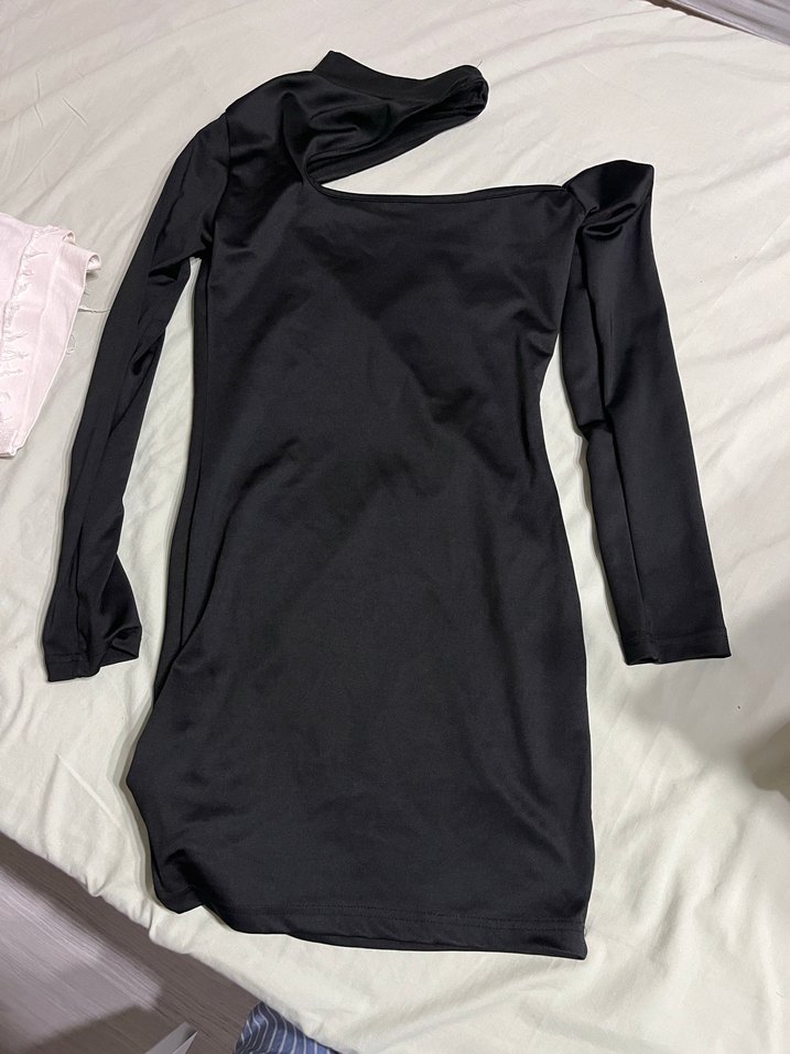 Kürklü Siyah Yaka Detaylı Kadın Triko Elbise - Görsel 2