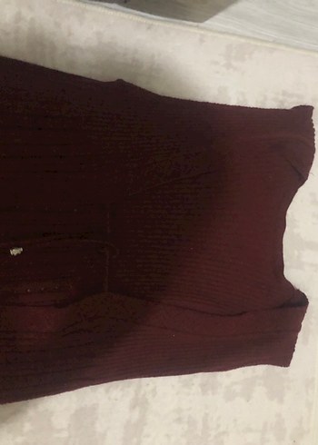 Bordo V Yaka Triko Kolsuz yelek - Görsel 2