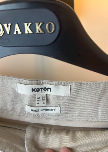 xs Beden Düğmeli Bej Keten Mini Şort