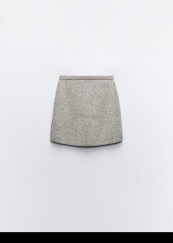 yün karışımlı düz triko mini etek - Görsel 2