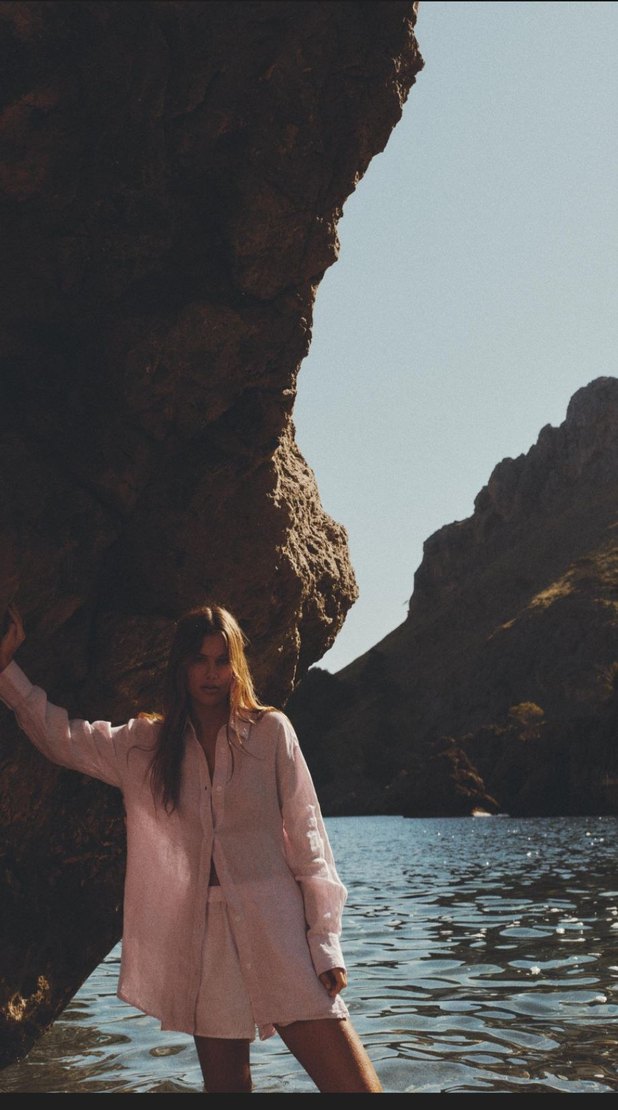 Pembe Keten Uzun Kollu Gömlek - Görsel 2