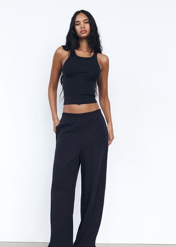 SİYAH GRİ BOL KESİM YANDAN FERMUARLI EŞOFMAN - Görsel 2