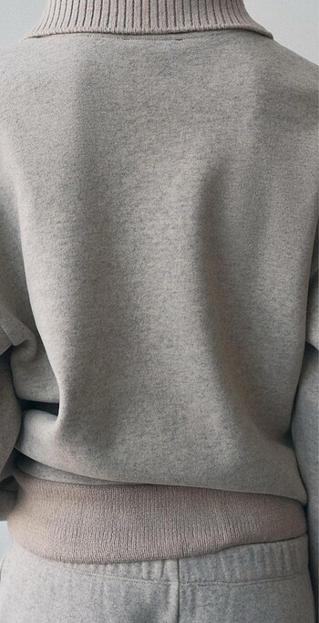 m Beden ten rengi Renk YUMUŞAK POLO YAKA SWEATSHIRT