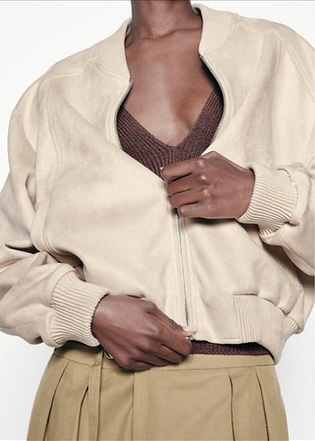 Sunı süet bomber ceket - Görsel 5