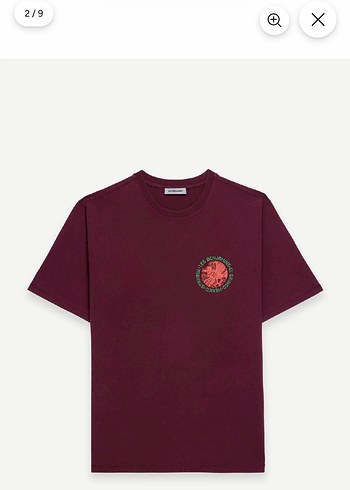 Les Benjamins Bordo Bisiklet Yaka Oversize Tisort