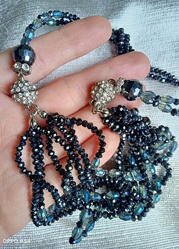 Accessorize Lacivert taşlı Kolye , bileziğe dönüşebiliyor