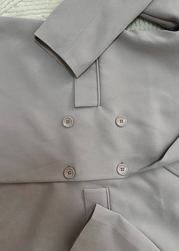 Gri Kadın Düğmeli Blazer Ceket - Görsel 2