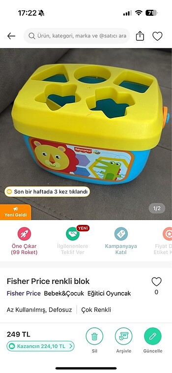  Beden Renk Fisher Price 4 lü set