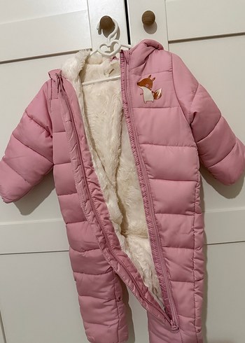 Kürklü Pembe Bebek Kış Tulumu - Görsel 4