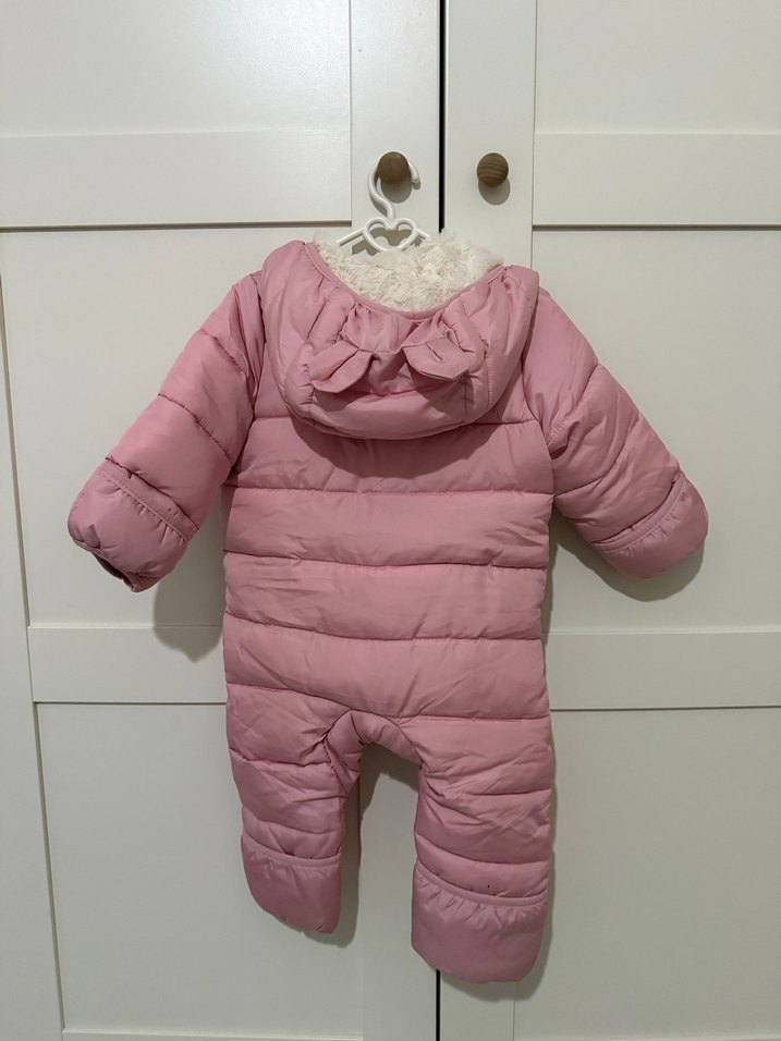 Kürklü Pembe Bebek Kış Tulumu - Görsel 3