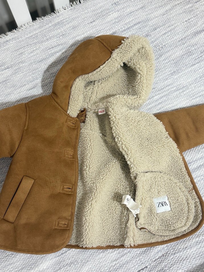 Kürklü  Çocuk Süet Mont - Görsel 3