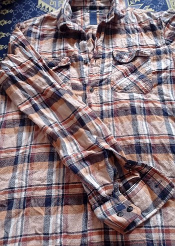 Düğmeli Erkek Kahverengi Kareli Gömlek - Görsel 2