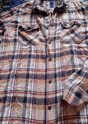 Düğmeli Erkek Kahverengi Kareli Gömlek - Görsel 4