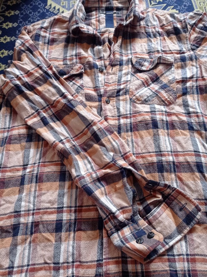 Düğmeli Erkek Kahverengi Kareli Gömlek - Görsel 2