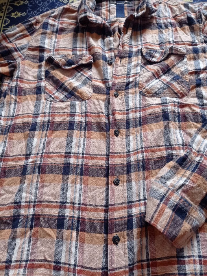 Düğmeli Erkek Kahverengi Kareli Gömlek - Görsel 4