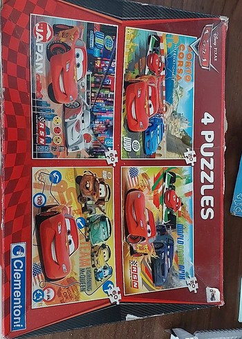 Kırmızı Cars 4'lü Çocuk Yapboz Seti