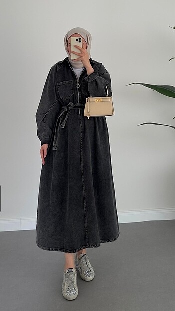 Denim Elbise Antrasit