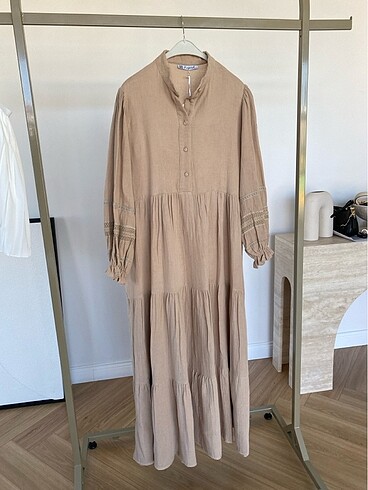 Fushya müslin elbise camel