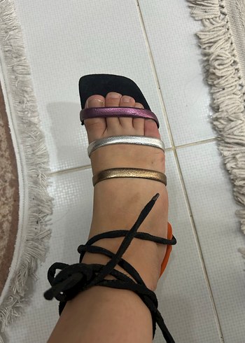 Diğer Yılan Desenli Renkli Topuklu Kadın Sandalet