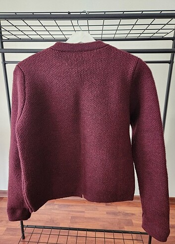 m Beden bordo Renk Zara Bordo Dore Düğmeli Kalın Triko Hırka