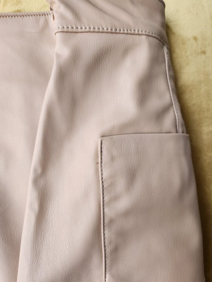 Zara Marka Bej Düğmeli Kadın Deri Mini Şort Etek - Görsel 4