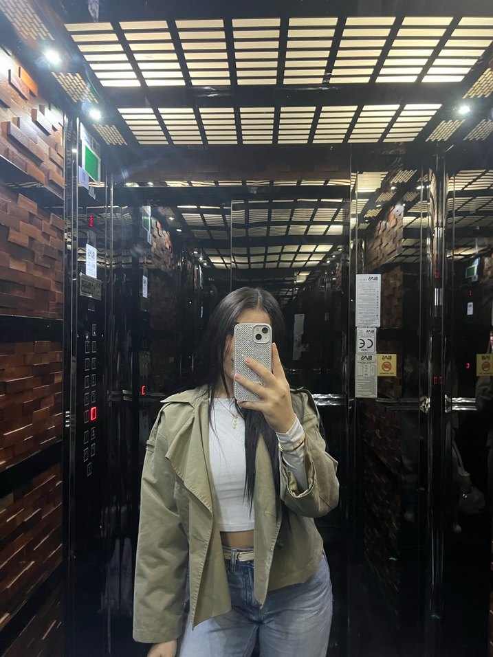 Kadın Haki Denim Ceket, Uzun Kollu, Günlük - Görsel 2