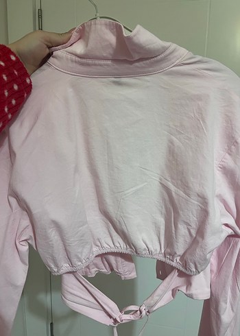 Düğmeli Pembe V Yaka Kadın Gömlek - Görsel 2