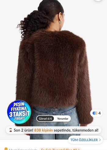 Kahverengi Kürk Detaylı Kısa Kadın Mont - Görsel 3