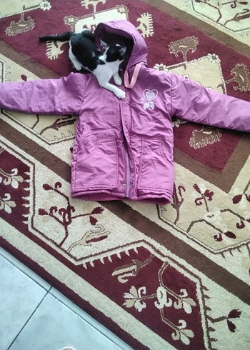 Kız Çocuk Kapüşonlu Pembe Kürklü Mont