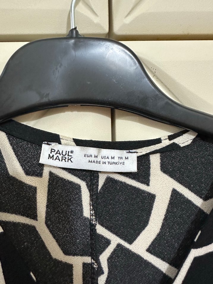 Uzun Kollu Siyah Beyaz Zebra Desenli Elbise - Görsel 2