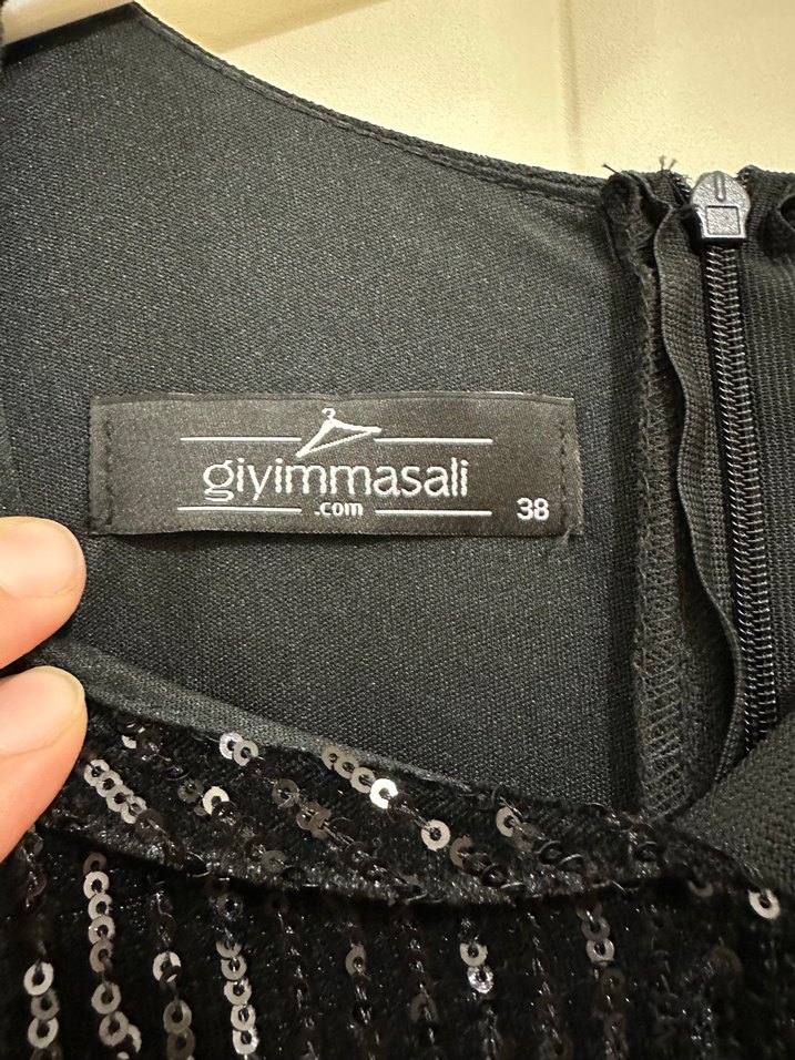 Drapeli Uzun Siyah Kadın Elbise - Görsel 3