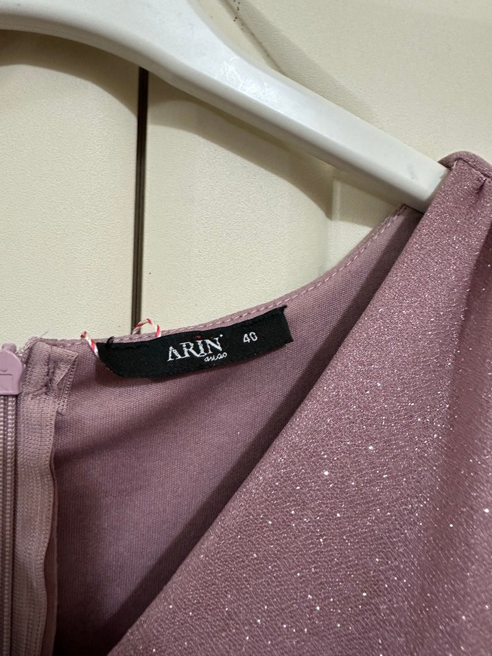 Drapeli Uzun Mor Kadın Abiye Elbise - Görsel 2