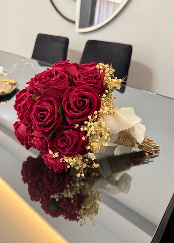 Bordo Püsküllü Düğün Buketi - Görsel 4