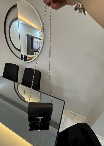 Zincir Detaylı Siyah Deri Kadın Çanta - Görsel 2