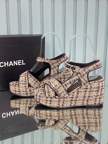 37 Beden gri Renk Chanel Platform Sandalet
