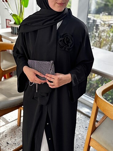universal Beden Gül detay abaya şal takım