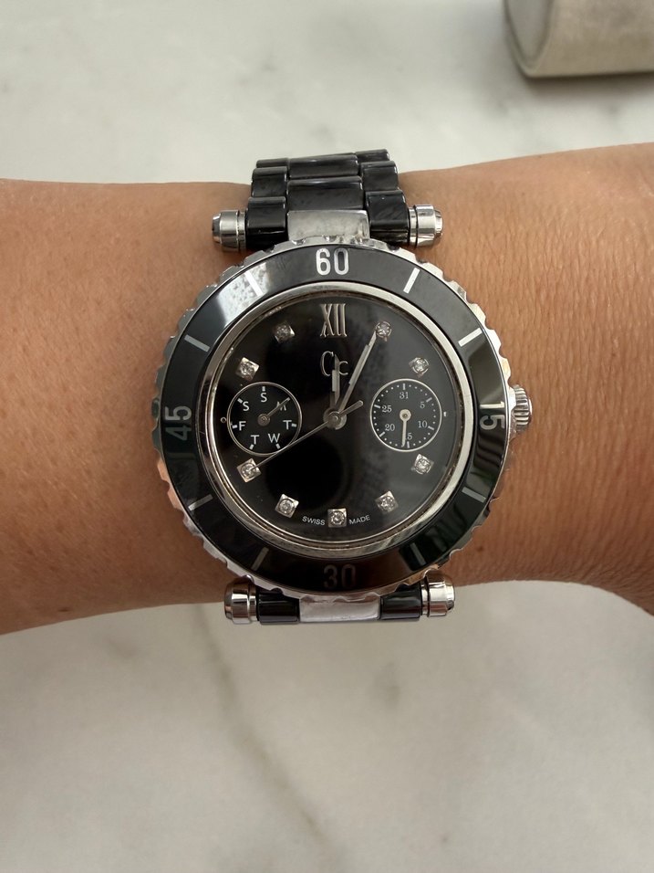 GC pırlanta taşlı seramik kordonlu Saat 17-19 cm bilekler için — görsel 2/5