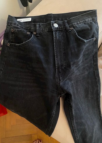 42 Beden Zara Siyah Eskitmeli Kadın Kot Pantolon
