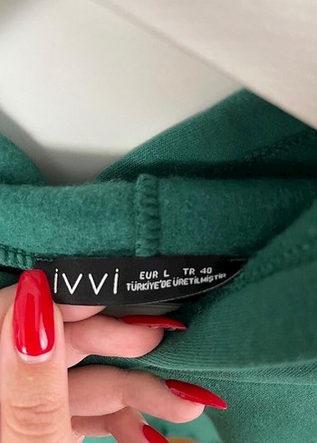 Kadın Yeşil Kapüşonlu Sweatshirt - Görsel 3