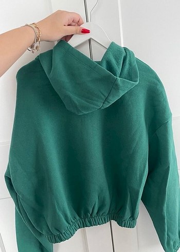 Kadın Yeşil Kapüşonlu Sweatshirt - Görsel 2