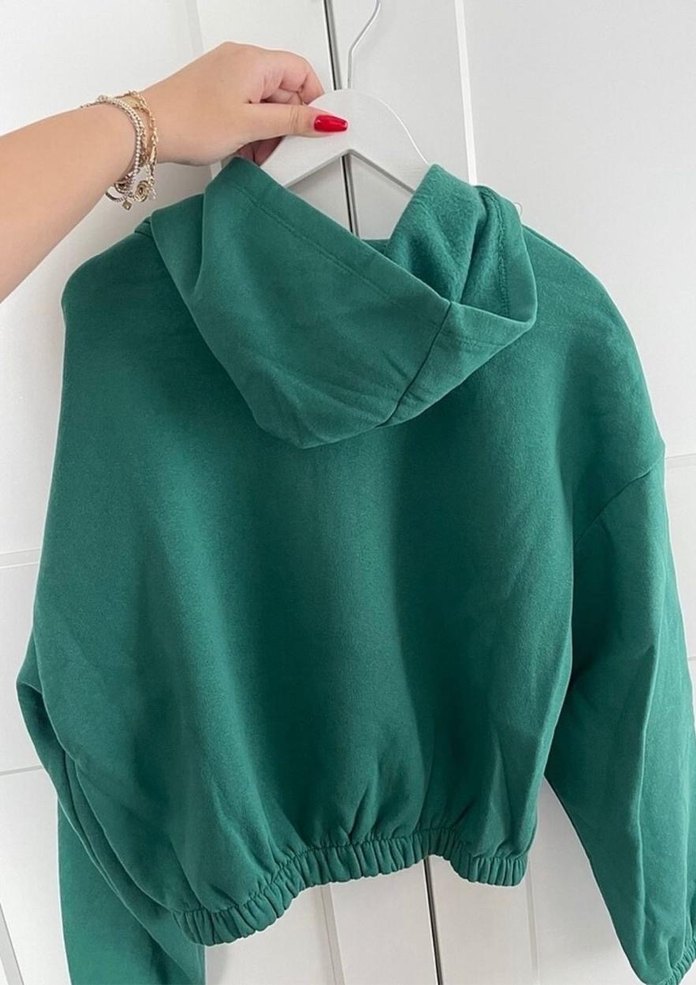 Kadın Yeşil Kapüşonlu Sweatshirt - Görsel 2