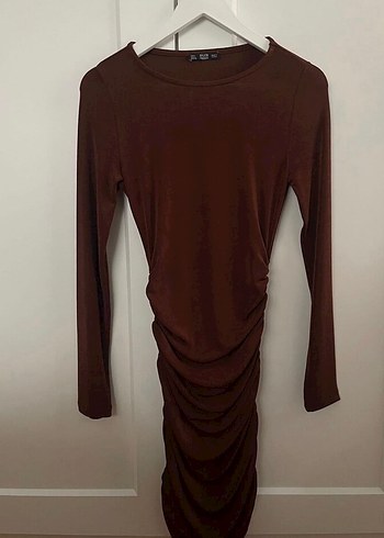 Dilvin Kahverengi Uzun Kollu Elbise - Görsel 3