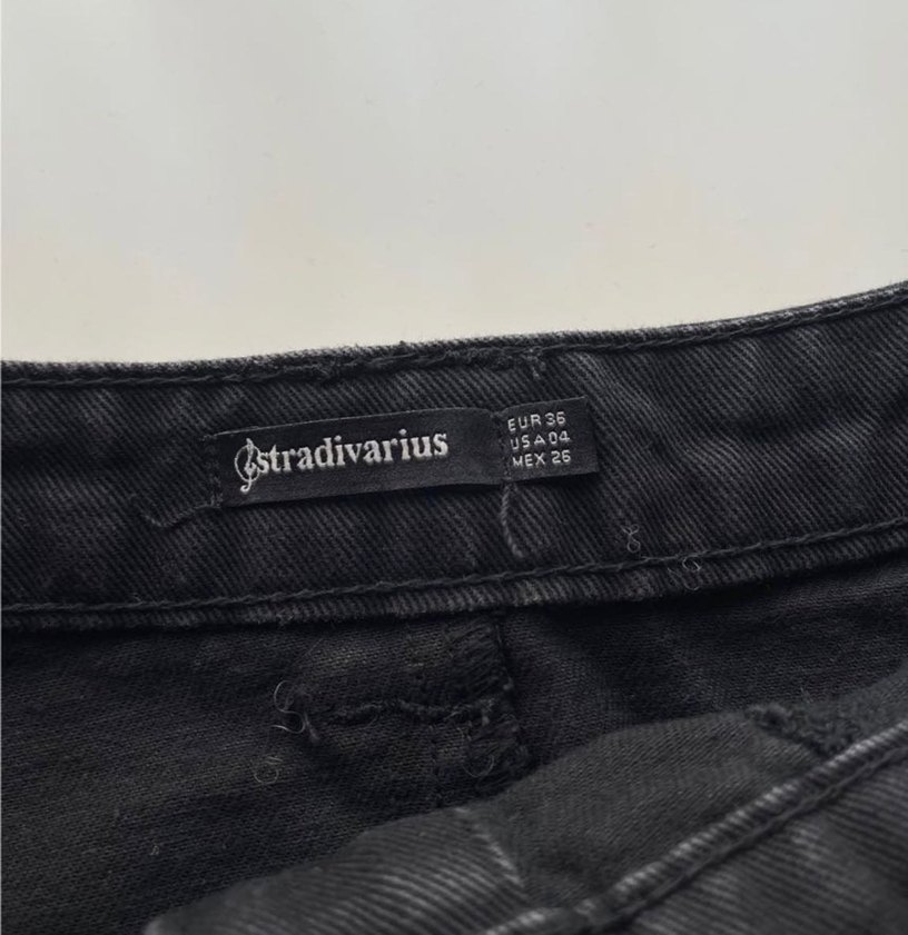 Stradivarius Siyah Denim Mini Etek - Görsel 2