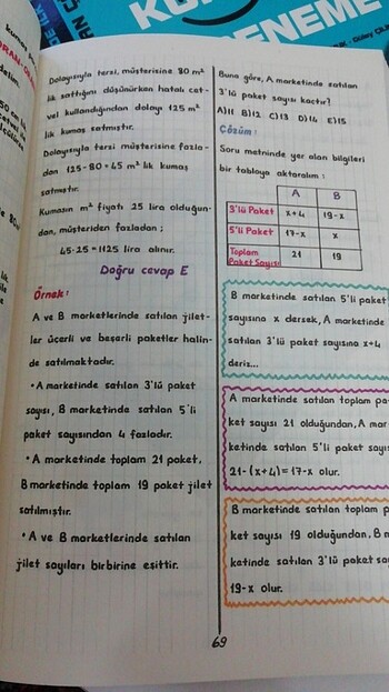  Beden Kpss matematik not defteri