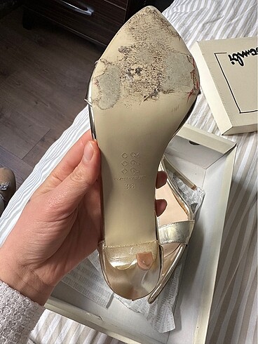 38 Beden altın Renk Metalik gold topuklu ayakkabı