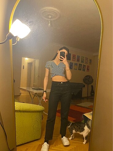 Zara zara siyah mom jeans