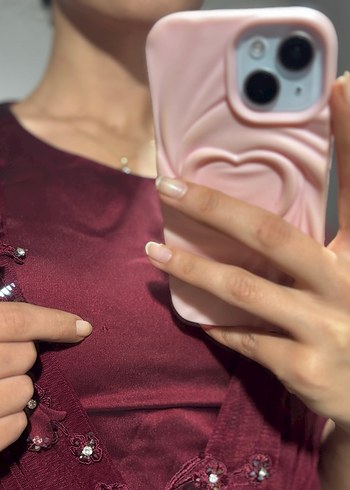 Bordo Abiye Uzun Kollu Kadın Elbise kına elbisesi abiye - Görsel 6