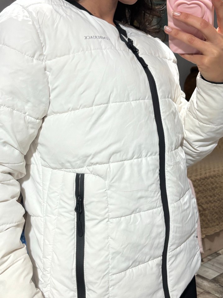 Beyaz Lumberjack Mont - Görsel 5