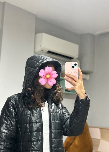 Siyah Uzun Kadın Kış Mont - Görsel 4