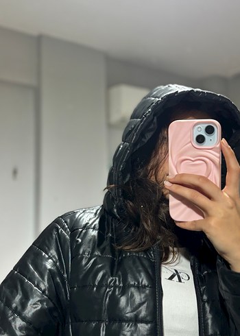 Siyah Uzun Kadın Kış Mont - Görsel 5